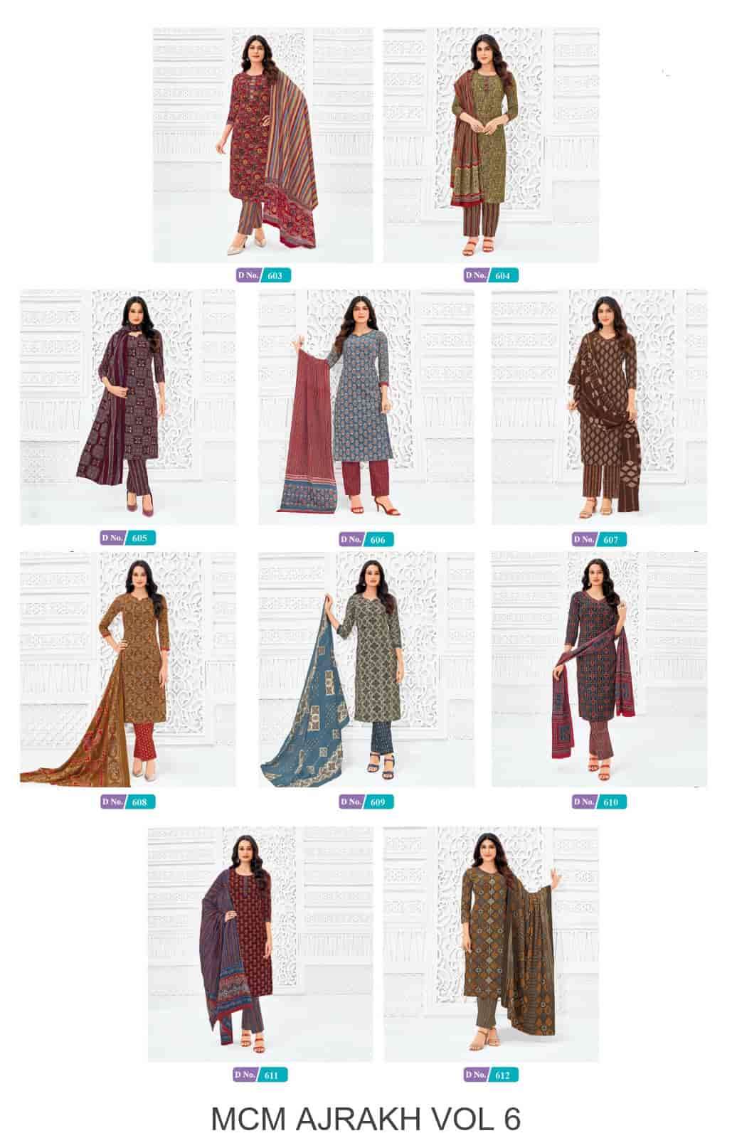 MCM Lifestyle Ajrak Vol 6 Cotton Kurti Pant Dupatta Set