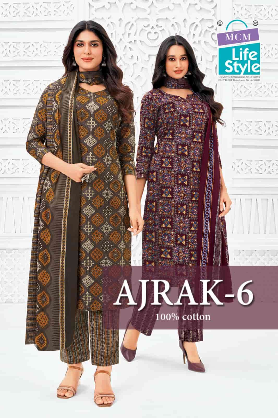 MCM Lifestyle Ajrak Vol 6 Cotton Kurti Pant Dupatta Set