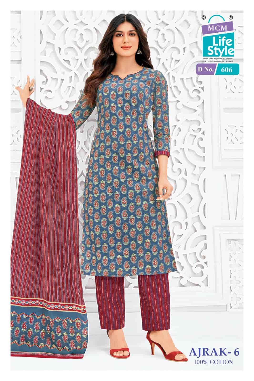 MCM Lifestyle Ajrak Vol 6 Cotton Kurti Pant Dupatta Set
