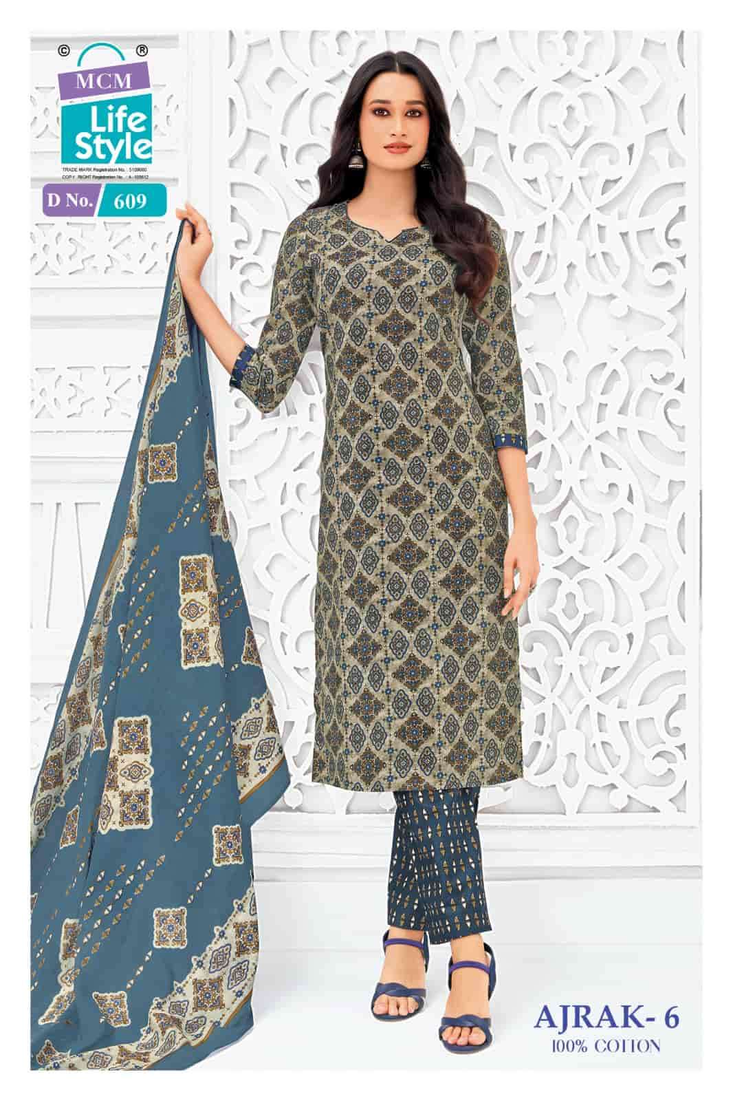MCM Lifestyle Ajrak Vol 6 Cotton Kurti Pant Dupatta Set