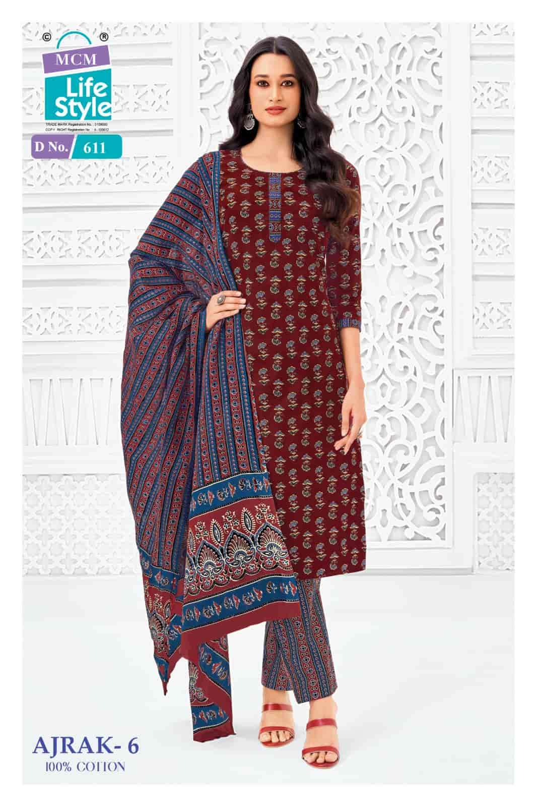 MCM Lifestyle Ajrak Vol 6 Cotton Kurti Pant Dupatta Set