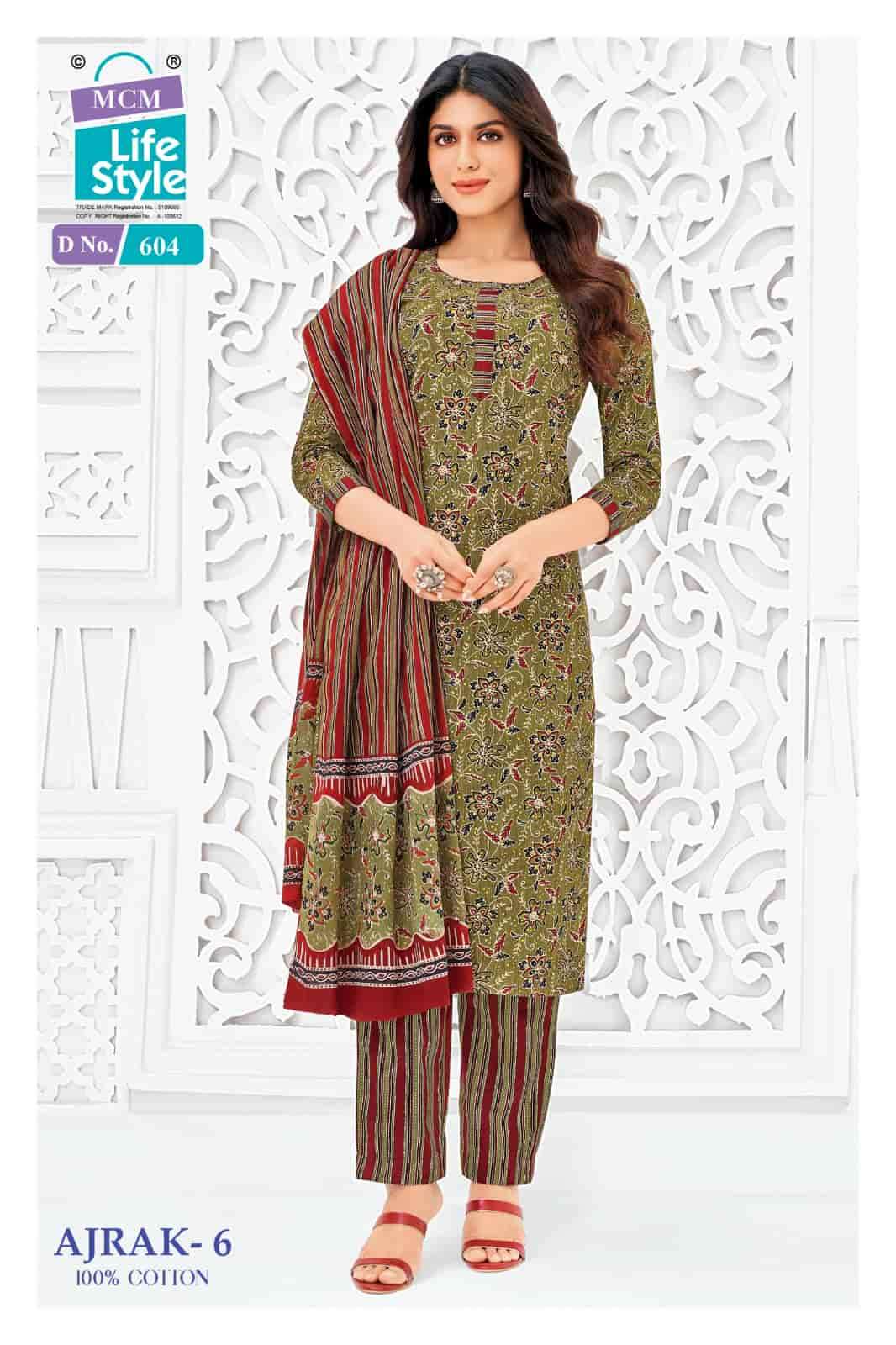 MCM Lifestyle Ajrak Vol 6 Cotton Kurti Pant Dupatta Set