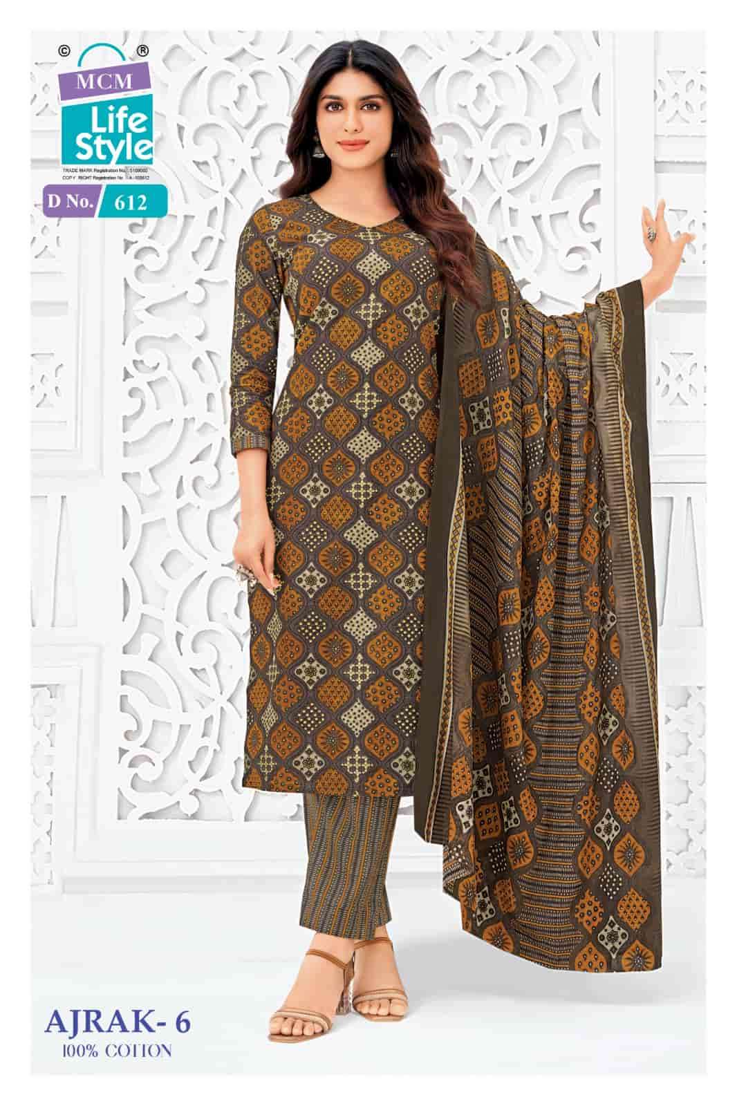 MCM Lifestyle Ajrak Vol 6 Cotton Kurti Pant Dupatta Set
