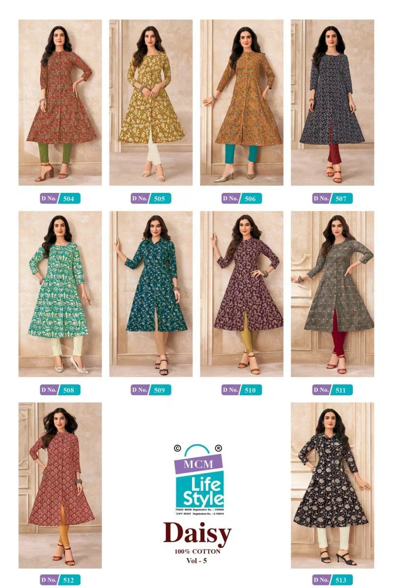 MCM Daisy Vol 5 Heavy Cotton Printed A Line Kurti
