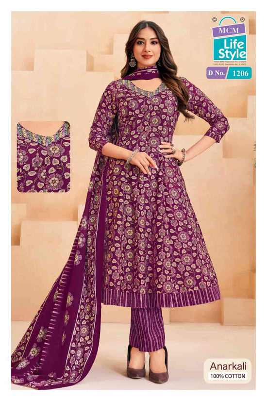 MCM Lifestyle Anarkali Vol 12 Cotton Kurti Pant Dupatta Set - Amrah Wholesale
