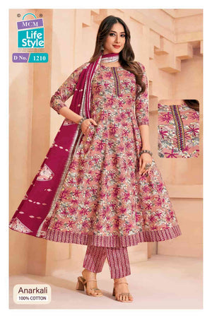 MCM Lifestyle Anarkali Vol 12 Cotton Kurti Pant Dupatta Set - Amrah Wholesale