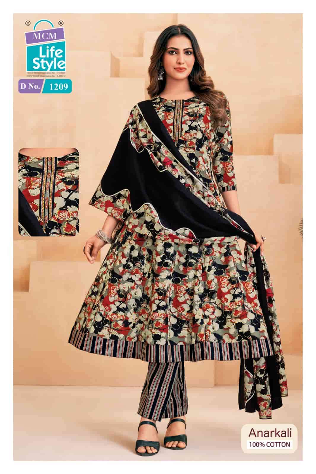MCM Lifestyle Anarkali Vol 12 Cotton Kurti Pant Dupatta Set - Amrah Wholesale