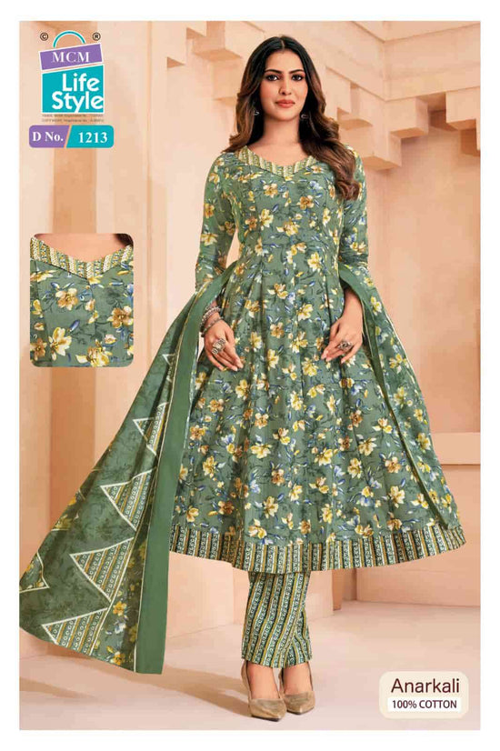 MCM Lifestyle Anarkali Vol 12 Cotton Kurti Pant Dupatta Set - Amrah Wholesale