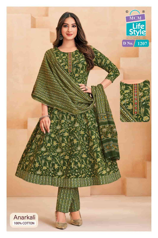 MCM Lifestyle Anarkali Vol 12 Cotton Kurti Pant Dupatta Set - Amrah Wholesale
