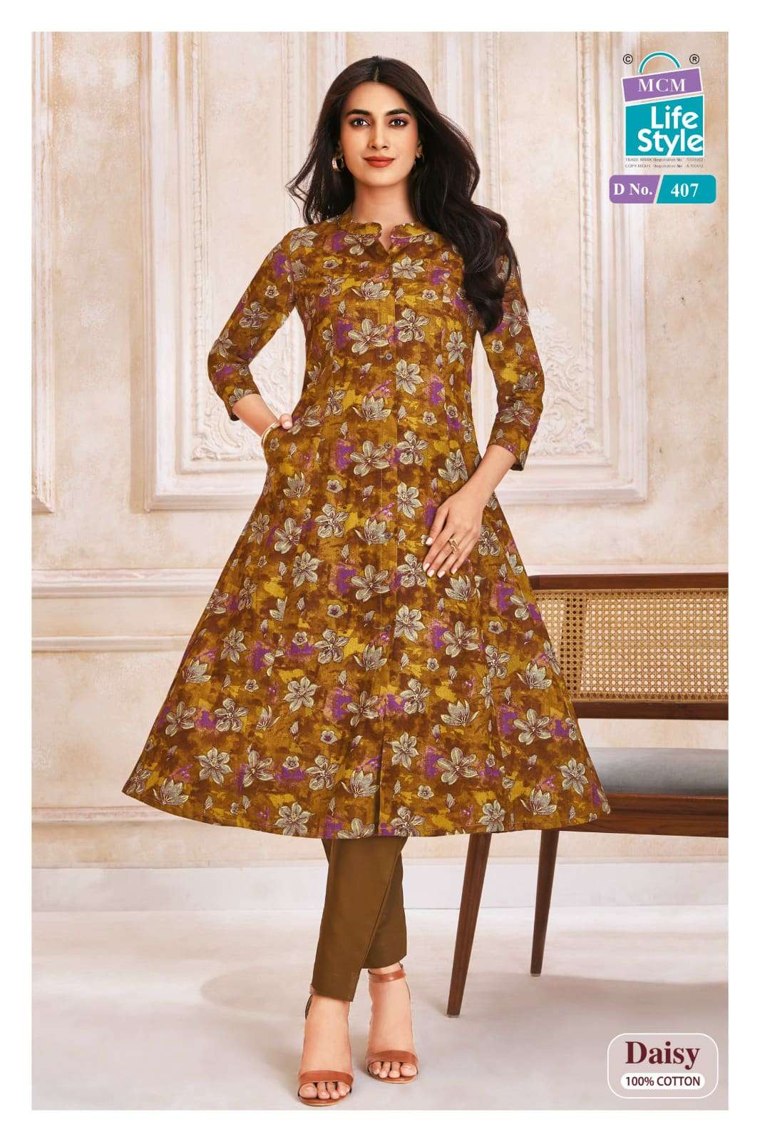 MCM Lifestyle Daisy Vol 4 Cotton A-Line Kurti