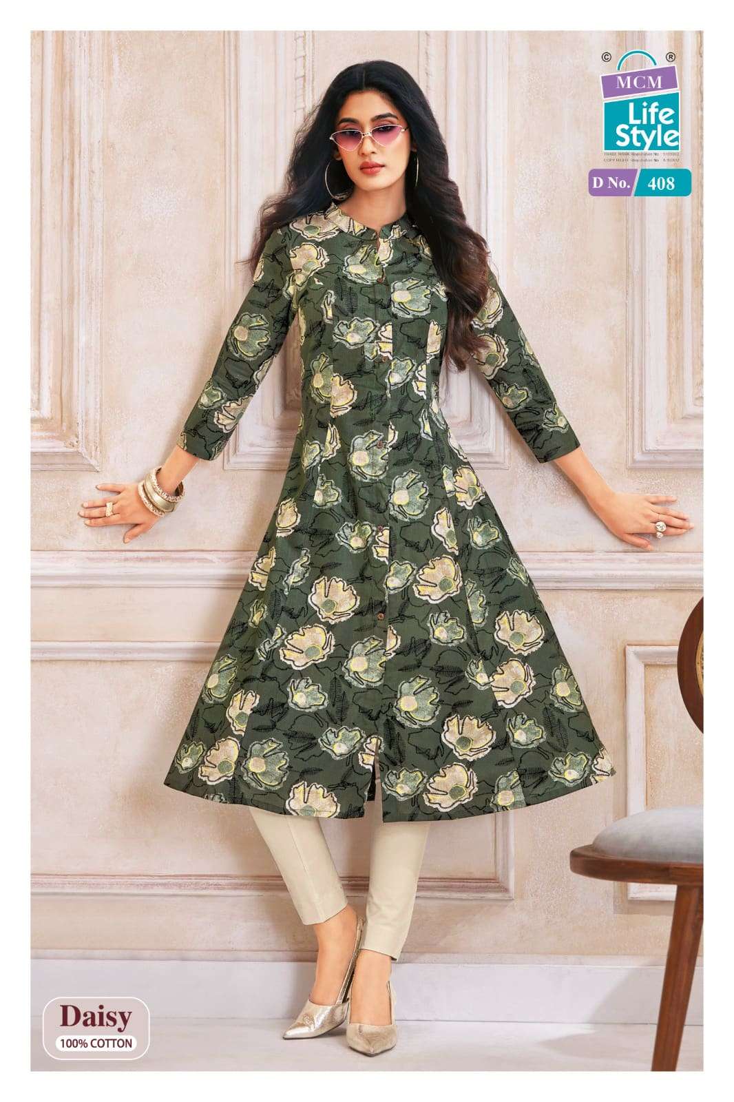 MCM Lifestyle Daisy Vol 4 Cotton A-Line Kurti