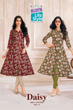MCM Lifestyle Daisy Vol 4 Cotton A-Line Kurti