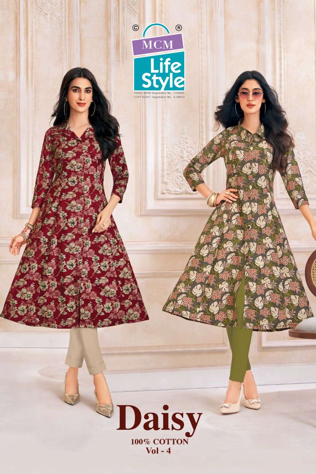 MCM Lifestyle Daisy Vol 4 Cotton A-Line Kurti