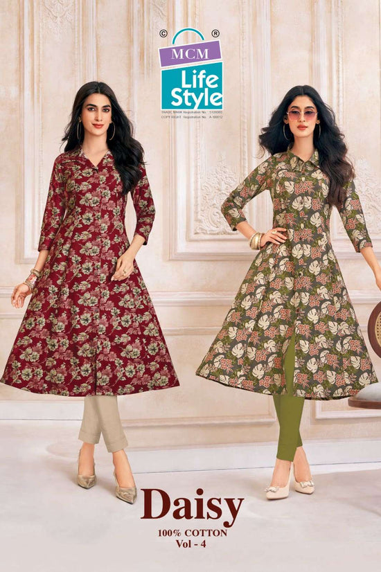 MCM Lifestyle Daisy Vol 4 Cotton A-Line Kurti