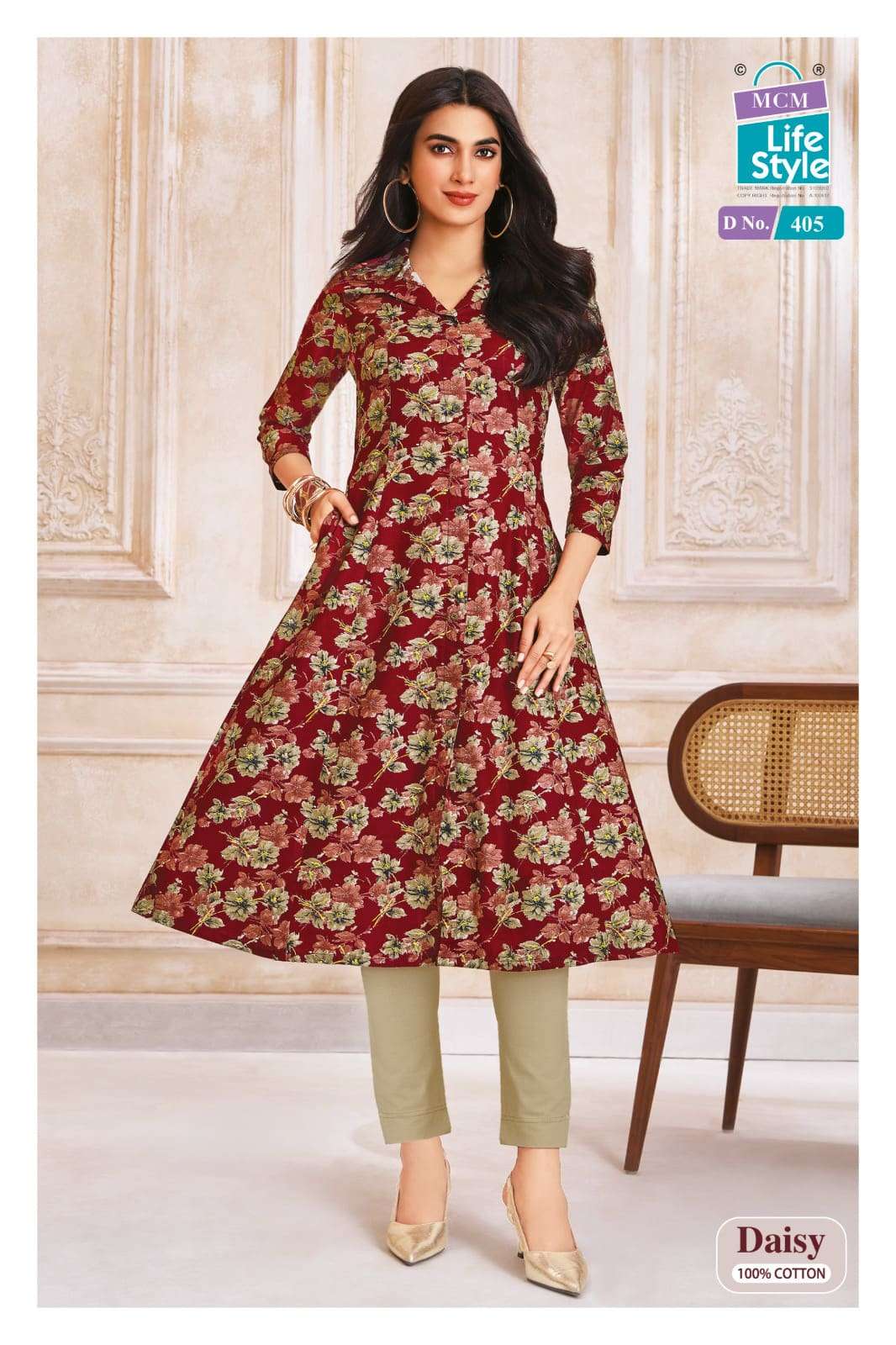 MCM Lifestyle Daisy Vol 4 Cotton A-Line Kurti