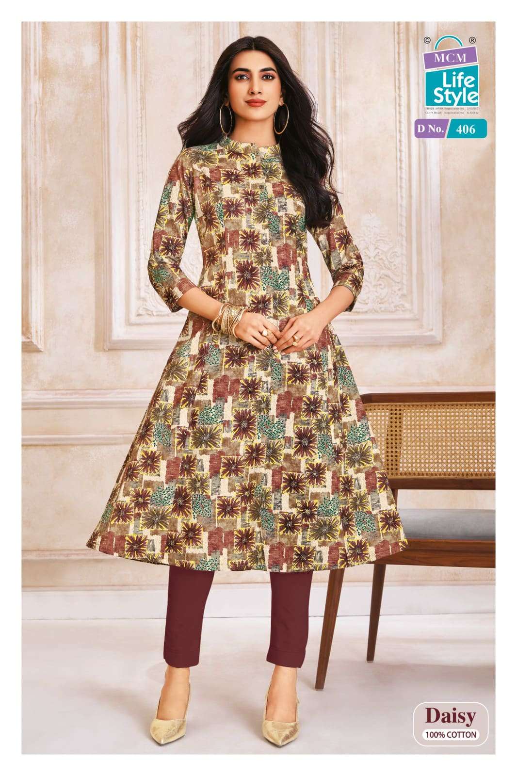 MCM Lifestyle Daisy Vol 4 Cotton A-Line Kurti
