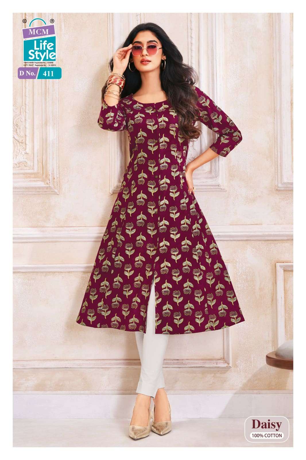 MCM Lifestyle Daisy Vol 4 Cotton A-Line Kurti