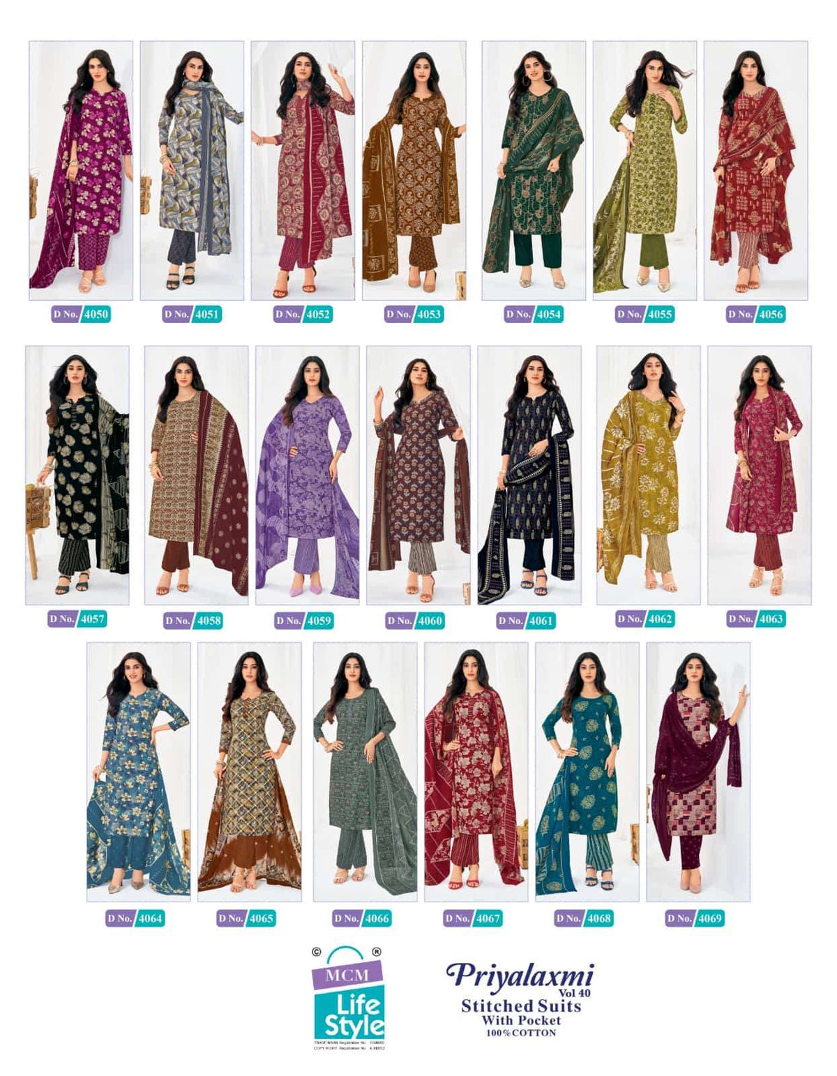 MCM Lifestyle Priyalaxmi Vol 40 Cotton Salwar Suit Set - Amrah Wholesale