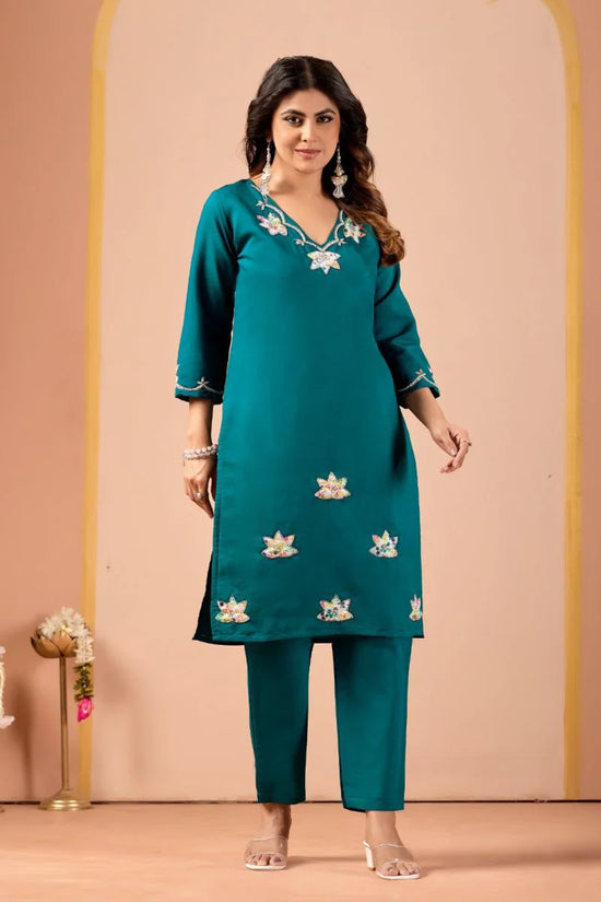 MD 111 Roman Silk Handworked Kurti With Bottom Dupatta Full Catalog