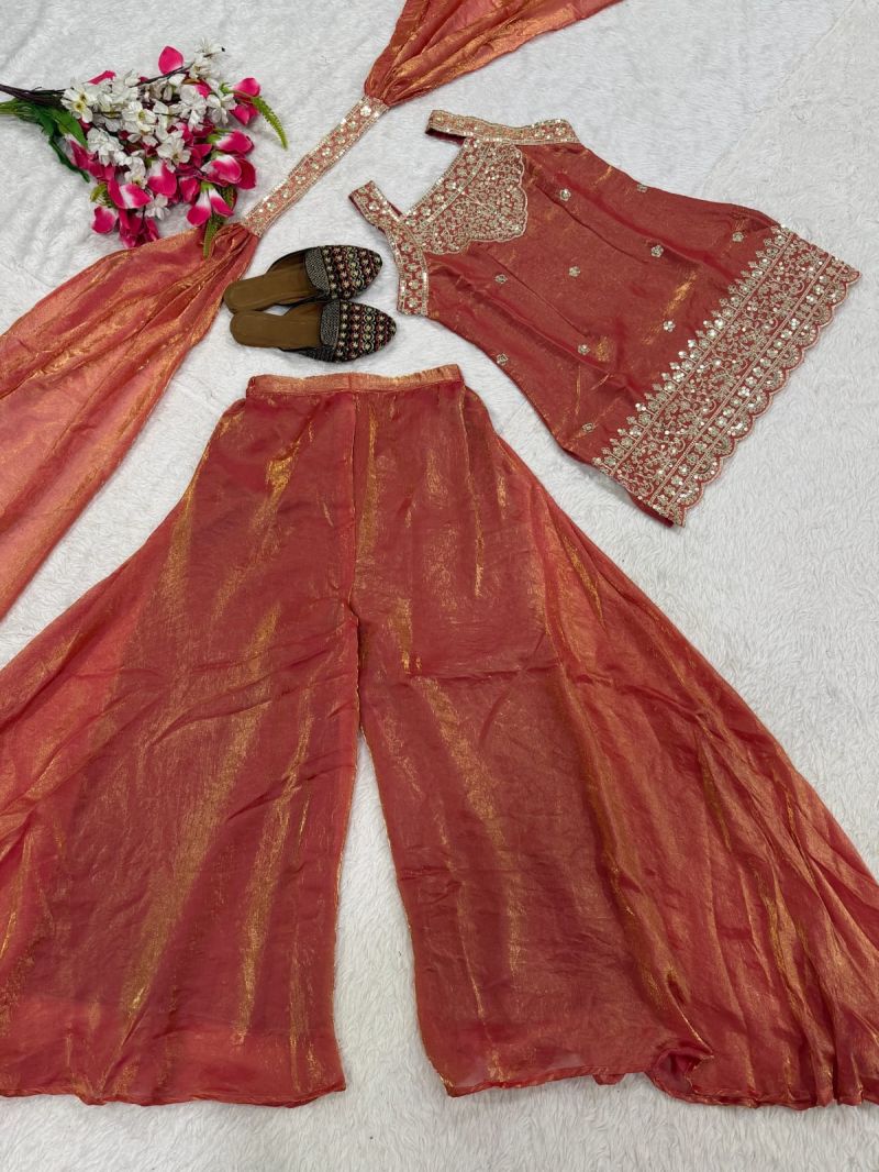 MD 1121 Fandy Silk Sequence Embroidered Stitched Salwar Suit Set