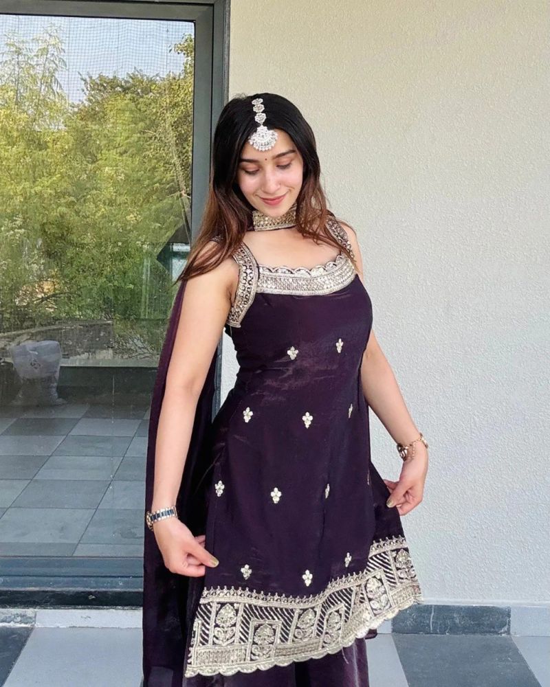 Md Mahi 13 Fandy Embroidered Stitched Salwar Suit Set