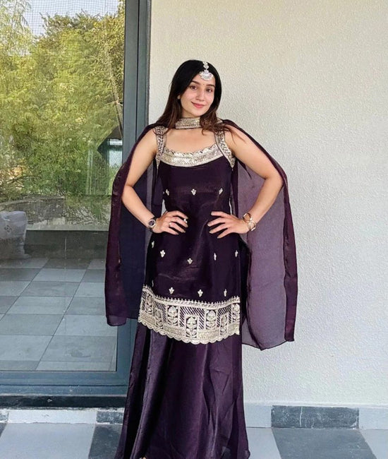 Md Mahi 13 Fandy Embroidered Stitched Salwar Suit Set