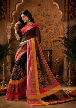 Meera 348 Linen Digital Printed Saree - Amrah Wholesale