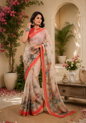 Meera 350 Linen Digital Printed Party Wear Saree Collection - Amrah Wholesale