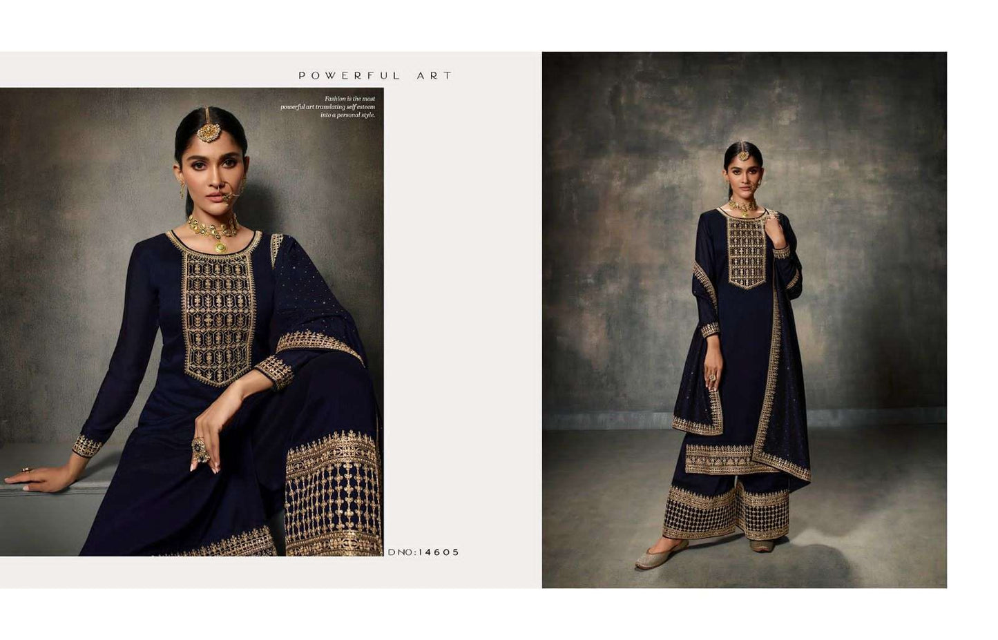Meera Trends Adaa Premium Silk Embroidered Palazzo Suit Set