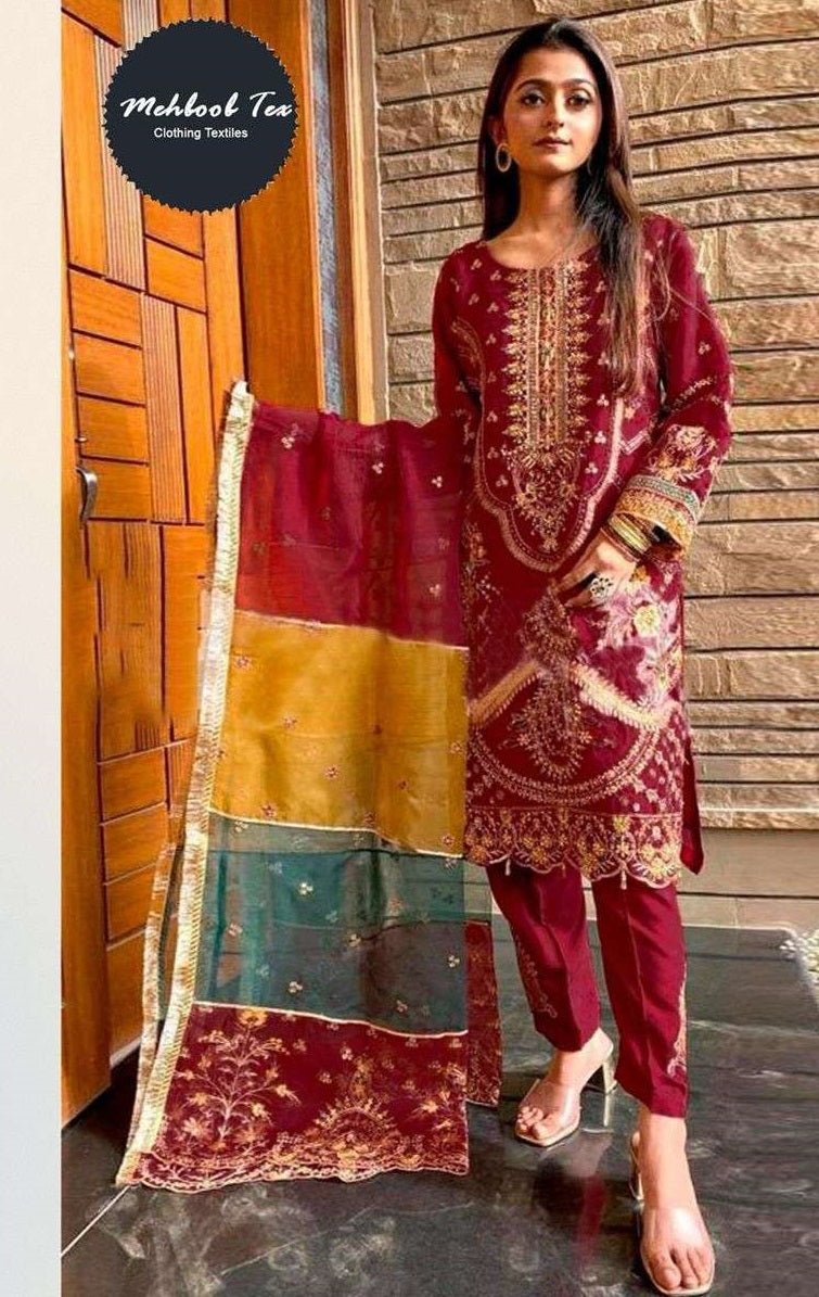 Mahbob C Buy Mehboob Tex 1499 A To C Series pure organza embroidered Pakistani ...