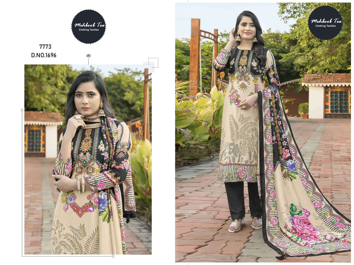 MEHBOOB TEX 1696 Muslin Viscose Embroidered Pakistani Suit