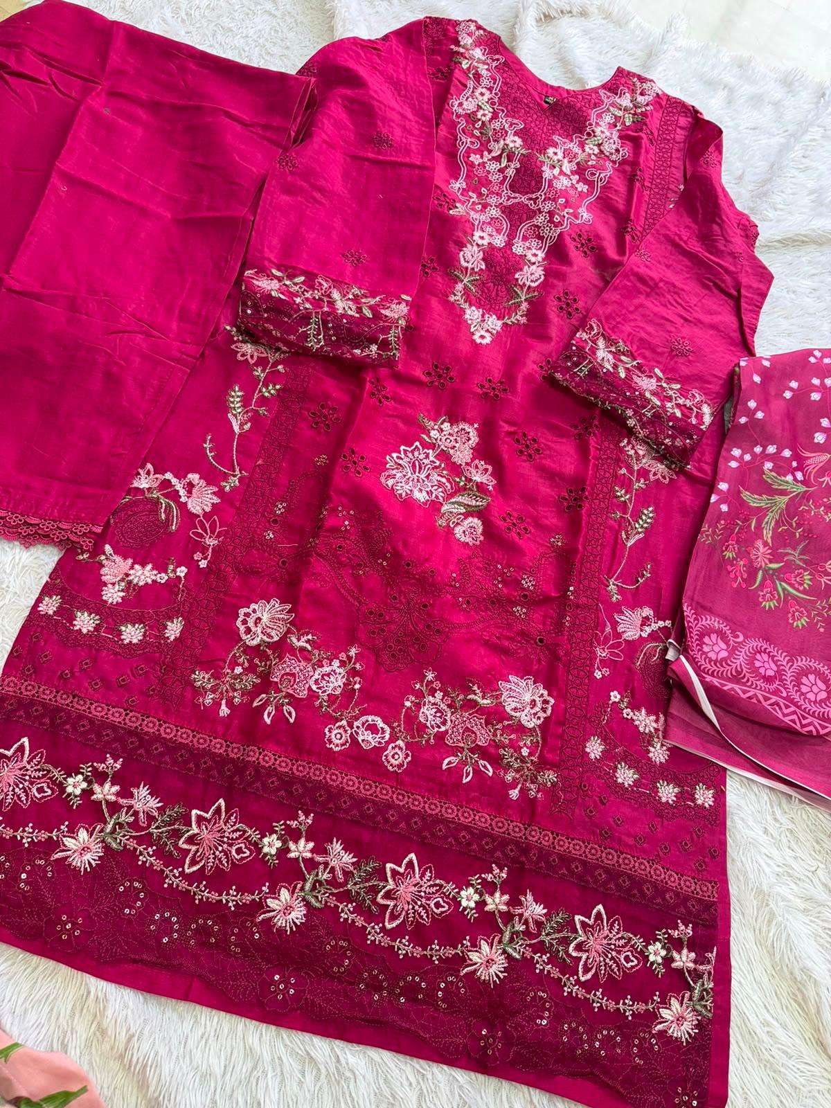MEHBOOB TEX 2106 Cambric Cotton Embroidered Salwar Suit Set