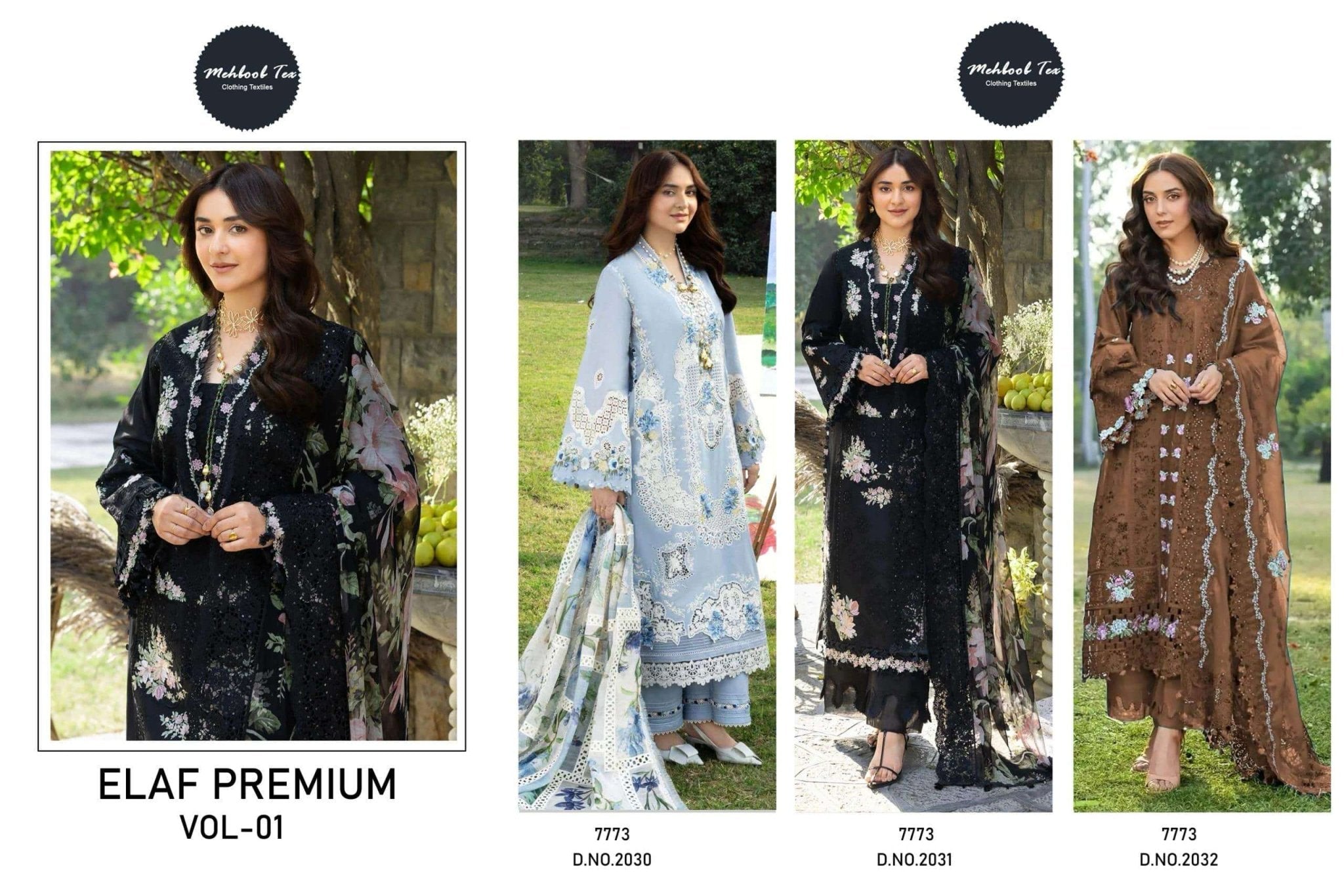 MEHBOOB TEX ELAF VOL - 01 Cambric Cotton Pakistani Suit - Amrah Wholesale
