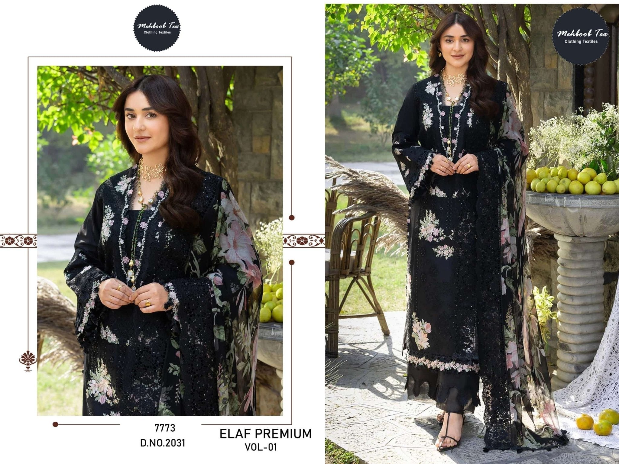 MEHBOOB TEX ELAF VOL - 01 Cambric Cotton Pakistani Suit - Amrah Wholesale