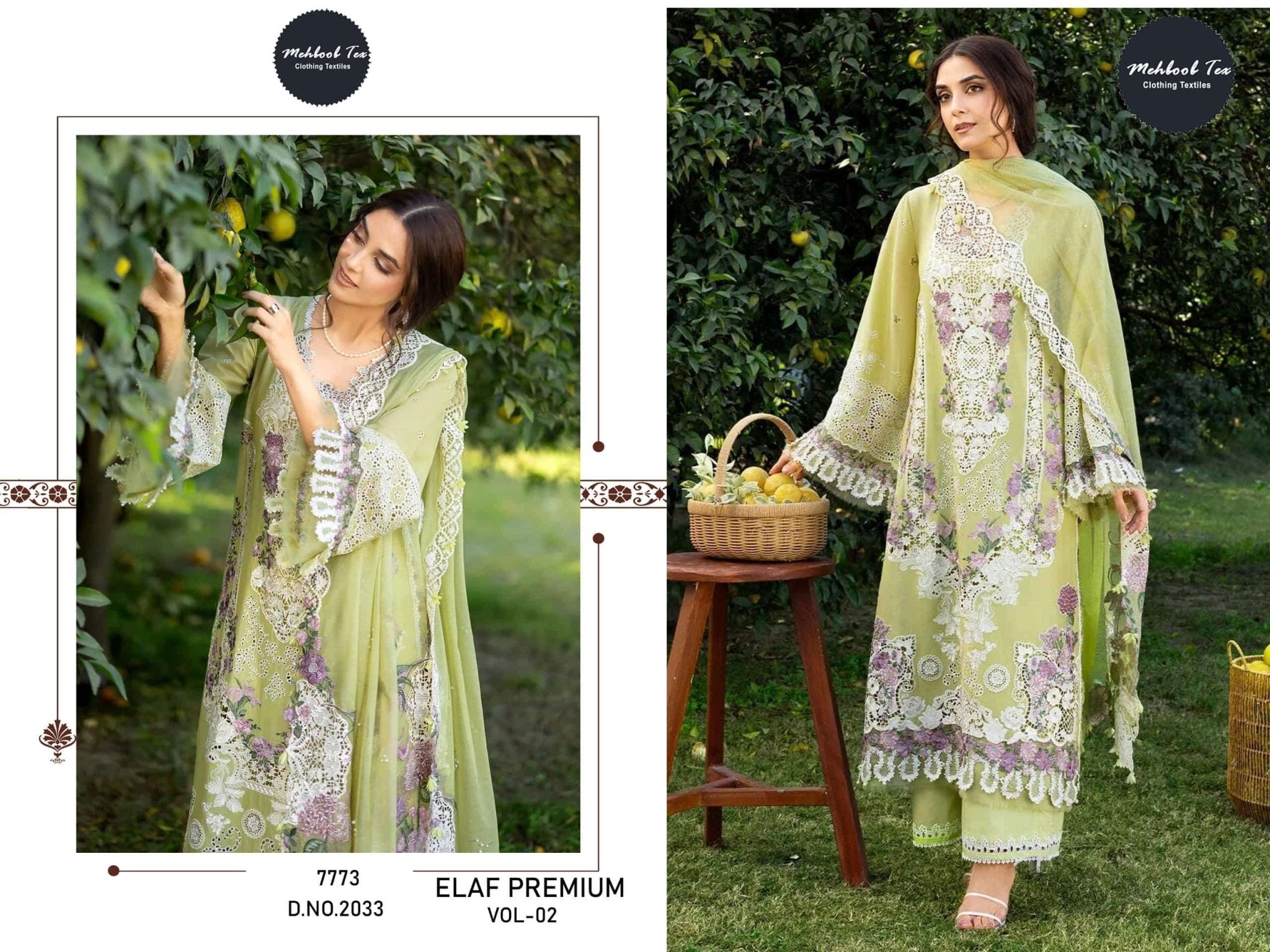 MEHBOOB TEX ELAF VOL - 02 Cambric Cotton Pakistani Suit - Amrah Wholesale