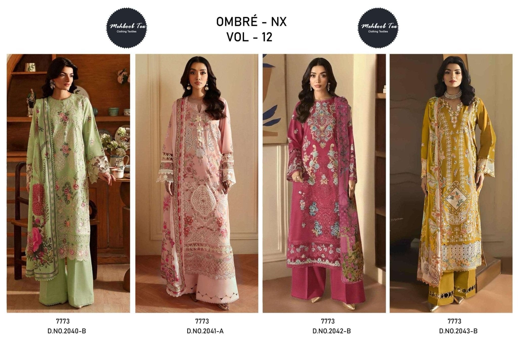Mehboob Tex Ombre Lawn Vol - 12 Cotton Pakistani Suit - Amrah Wholesale