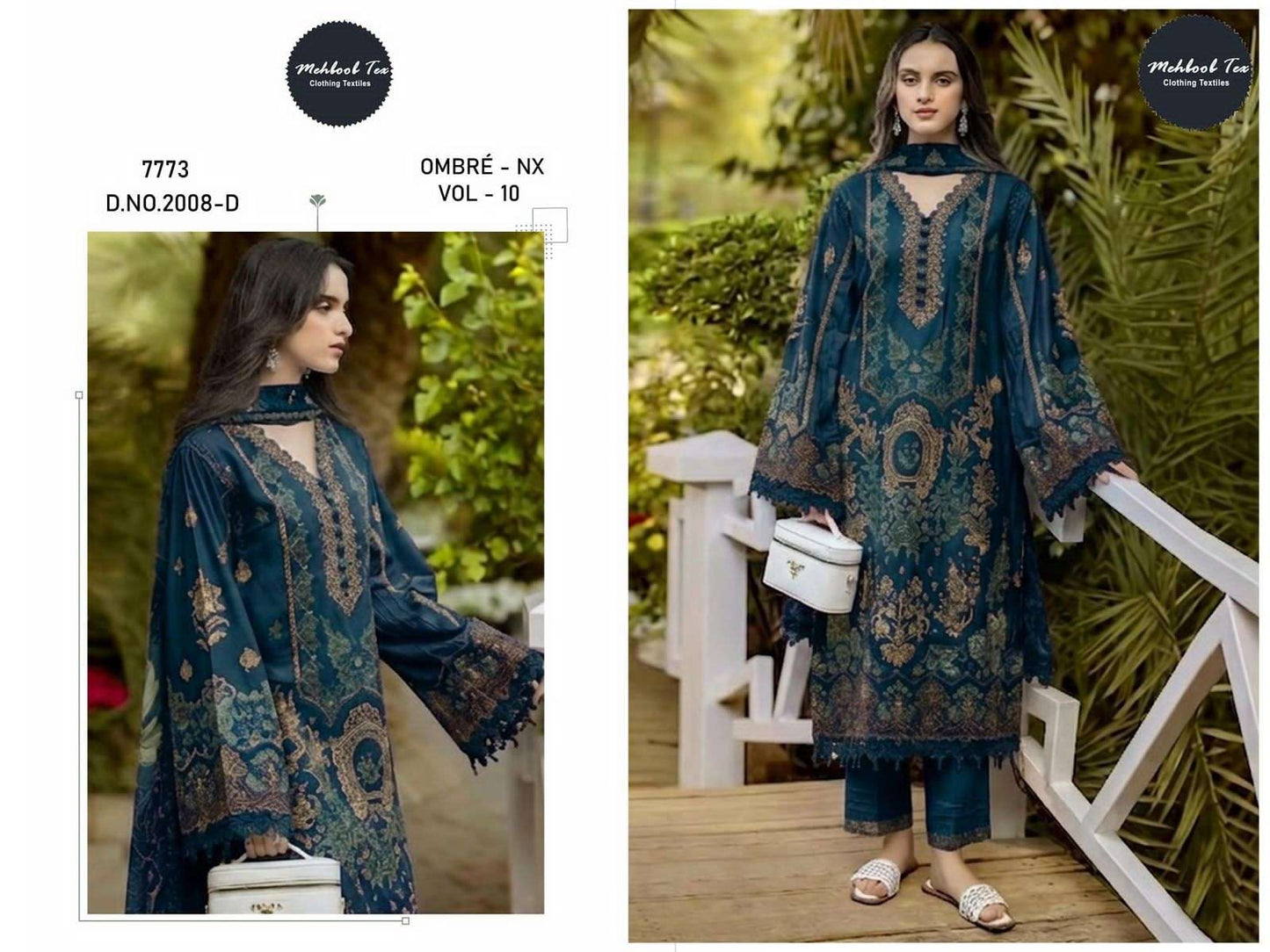 Mehboob Textile Ombre Nx Vol 10 Cambric Cotton Pakistani Suit - Amrah Wholesale