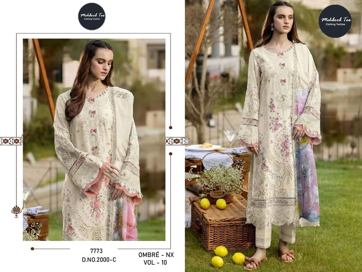 Mehboob Textile Ombre Nx Vol 10 Cambric Cotton Pakistani Suit - Amrah Wholesale