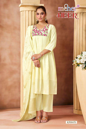 Meher Heer Leo Denting Kurti Bottom Dupatta Set - Amrah Wholesale
