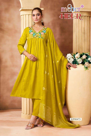 Meher Heer Leo Denting Kurti Bottom Dupatta Set - Amrah Wholesale
