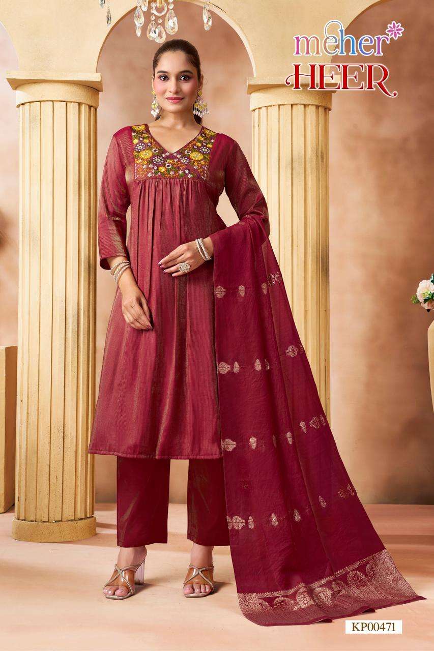 Meher Heer Leo Denting Kurti Bottom Dupatta Set