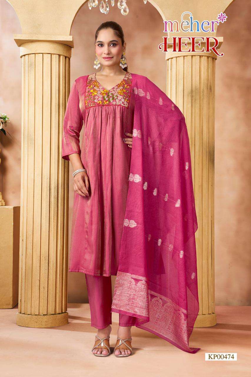 Meher Heer Leo Denting Kurti Bottom Dupatta Set