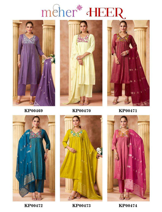 Meher Heer Leo Denting Kurti Bottom Dupatta Set