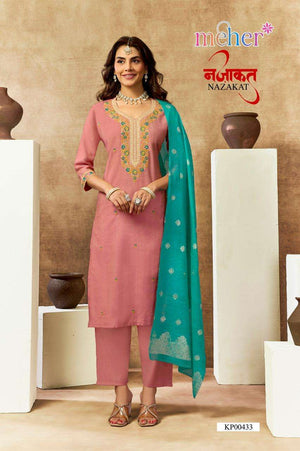 Meher Nazakat Vertican Shimmer Readymade 3 Piece Suit Set - Amrah Wholesale