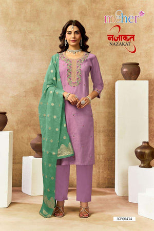 Meher Nazakat Vertican Shimmer Readymade 3 Piece Suit Set - Amrah Wholesale