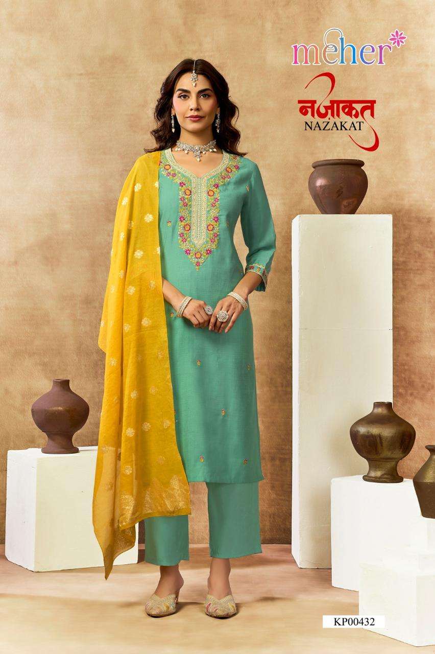 Meher Nazakat Vertican Shimmer Readymade 3 Piece Suit Set