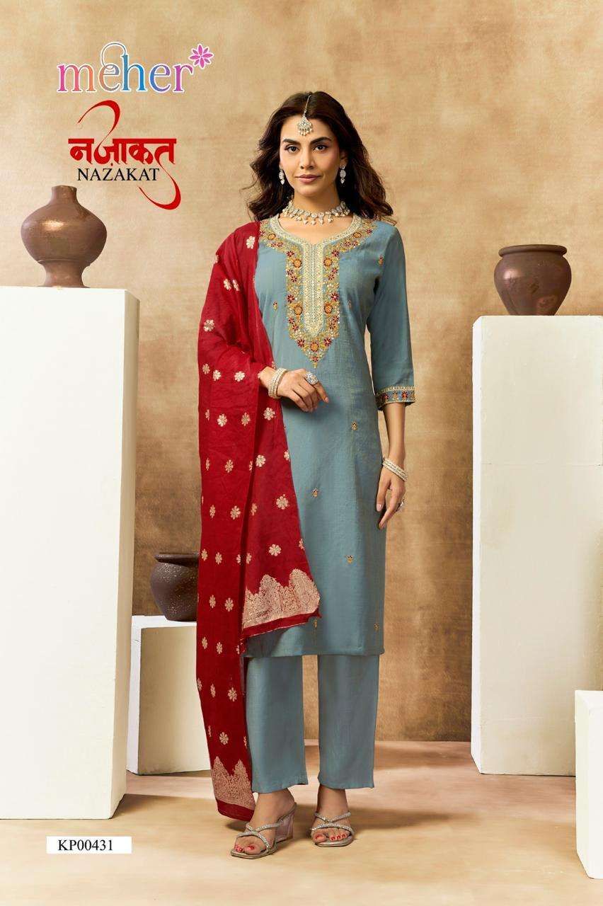 Meher Nazakat Vertican Shimmer Readymade 3 Piece Suit Set