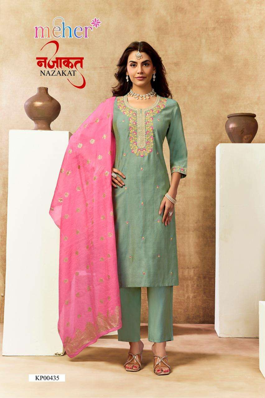 Meher Nazakat Vertican Shimmer Readymade 3 Piece Suit Set