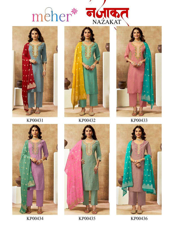 Meher Nazakat Vertican Shimmer Readymade 3 Piece Suit Set
