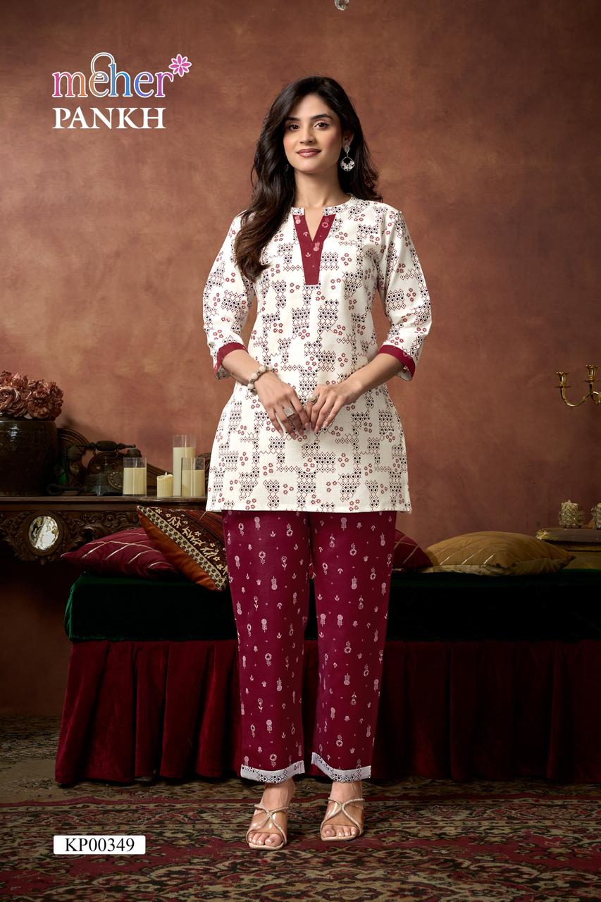 Meher Pankh Ruby Slub Co Ord Set - Amrah Wholesale